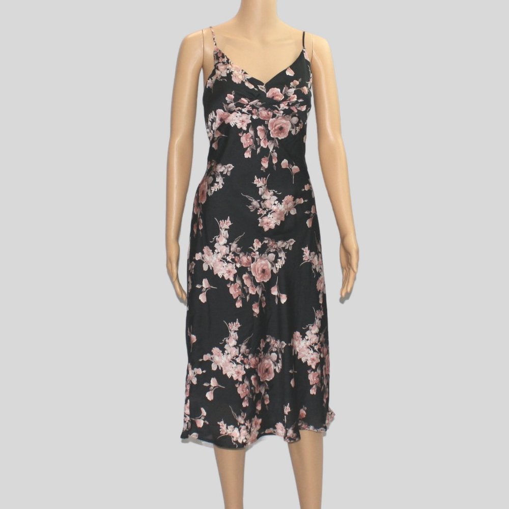 Black Midi Dress with Floral Design